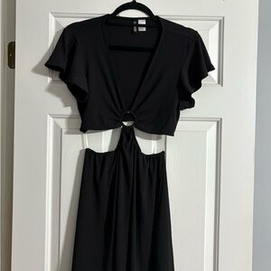 SHEIN Black Backless Dress with Ring Detail